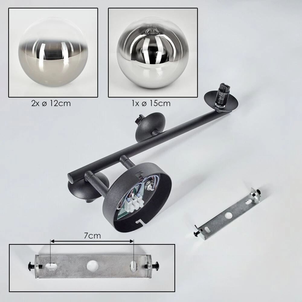 Chehalis Wandleuchte Glas 12 Cm, 15 Cm Chrom, Klar, Rauchfarben, 3-flammig 7 Chehalis Wandleuchte Glas 12 Cm, 15 Cm Chrom, Klar, Rauchfarben, 3-flammig – Bild 5