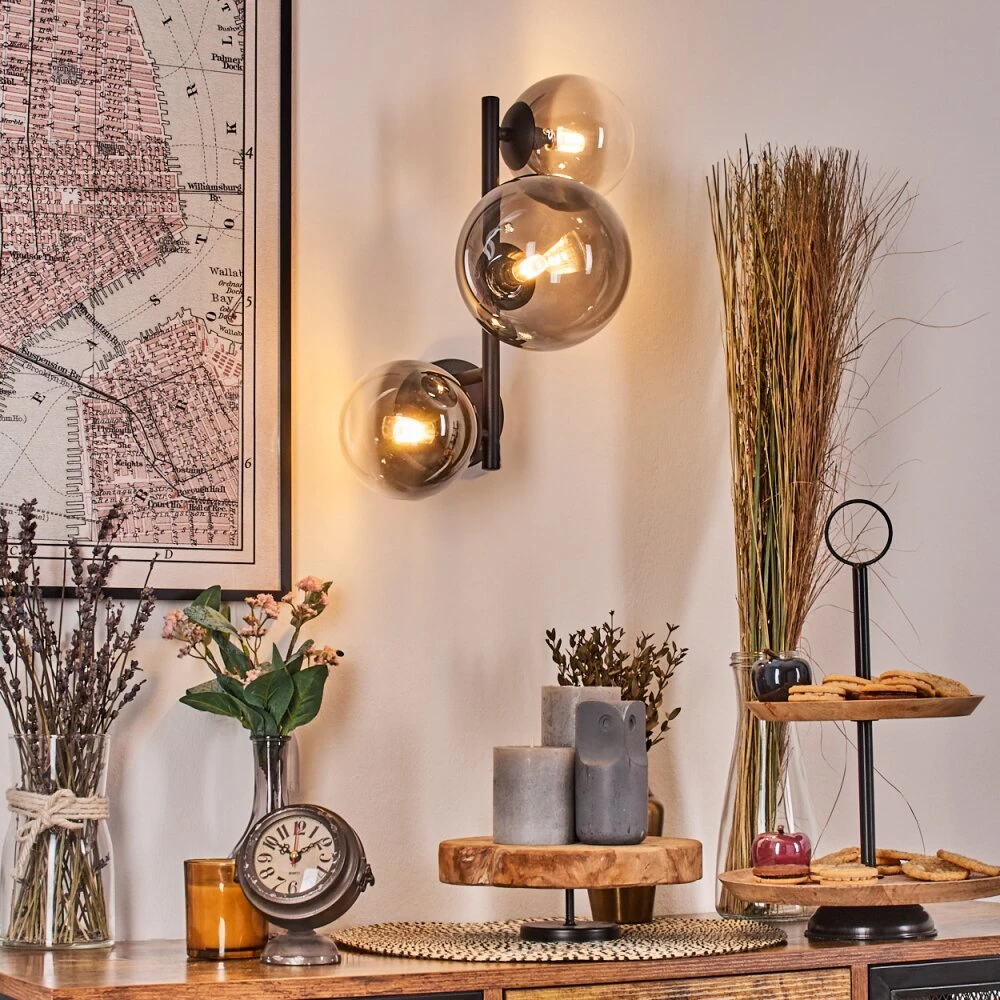 Chehalis Wandleuchte Glas 12 Cm, 15 Cm Chrom, Klar, Rauchfarben, 3-flammig 9 Chehalis Wandleuchte Glas 12 Cm, 15 Cm Chrom, Klar, Rauchfarben, 3-flammig – Bild 7