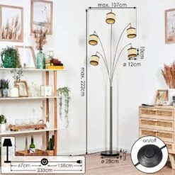 Chellas Stehleuchte Nickel-Matt, Schwarz, 5-flammig -Lampe Verkäufe chellas stehleuchte h3863336 3