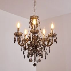 Delhi Kronleuchter Schwarz, Transparent, Klar, 5-flammig -Lampe Verkäufe delhi kronleuchter h3343920 do1 2