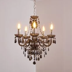 Delhi Kronleuchter Schwarz, Transparent, Klar, 5-flammig -Lampe Verkäufe delhi kronleuchter h3343920 do1 6