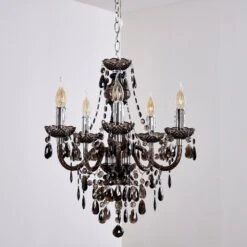 Delhi Kronleuchter Schwarz, Transparent, Klar, 5-flammig -Lampe Verkäufe delhi kronleuchter h3343920 do1 7