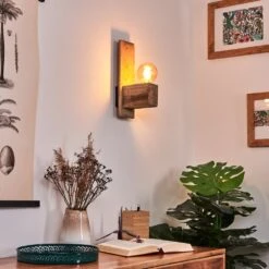 Edna Wandleuchte Holz Hell, Schwarz, 1-flammig