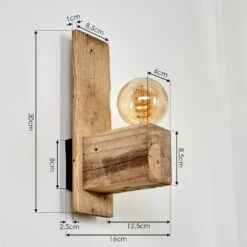 Edna Wandleuchte Holz Hell, Schwarz, 1-flammig -Lampe Verkäufe edna wandleuchte h3411513 3