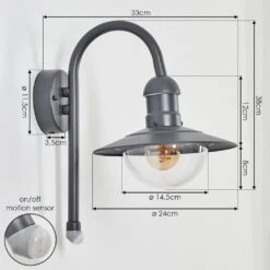 Elima Außenwandleuchte Anthrazit, 1-flammig, Bewegungsmelder -Lampe Verkäufe elima aussenwandleuchte h3667170 3