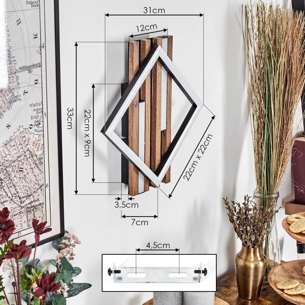 Ellekilde Wandleuchte LED Braun, Holzoptik, Schwarz, 1-flammig 11 Ellekilde Wandleuchte LED Braun, Holzoptik, Schwarz, 1-flammig – Bild 9