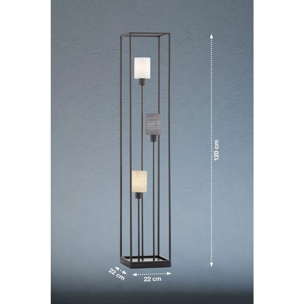 Fischer & Honsel Isko Stehleuchte Schwarz, 3-flammig 5 Fischer & Honsel Isko Stehleuchte Schwarz, 3-flammig – Bild 3
