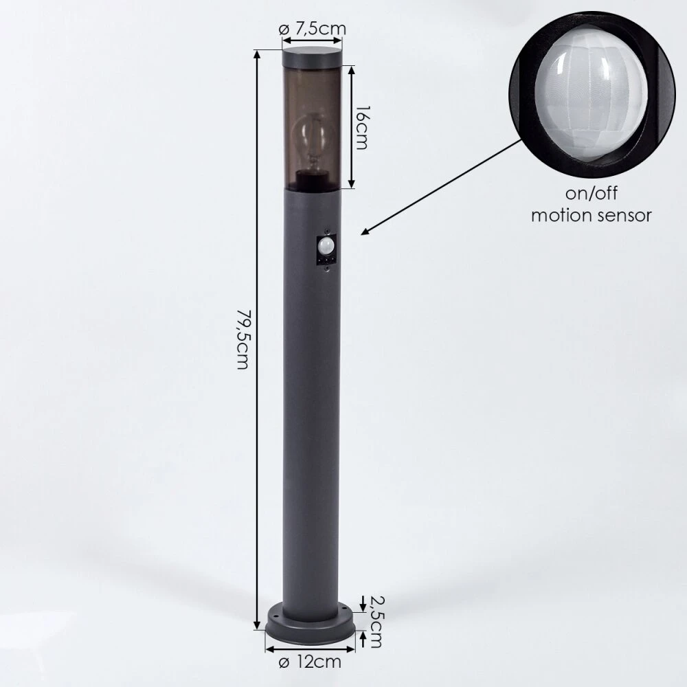 Gaborone Wegeleuchte Anthrazit, 1-flammig, Bewegungsmelder 6 Gaborone Wegeleuchte Anthrazit, 1-flammig, Bewegungsmelder – Bild 4