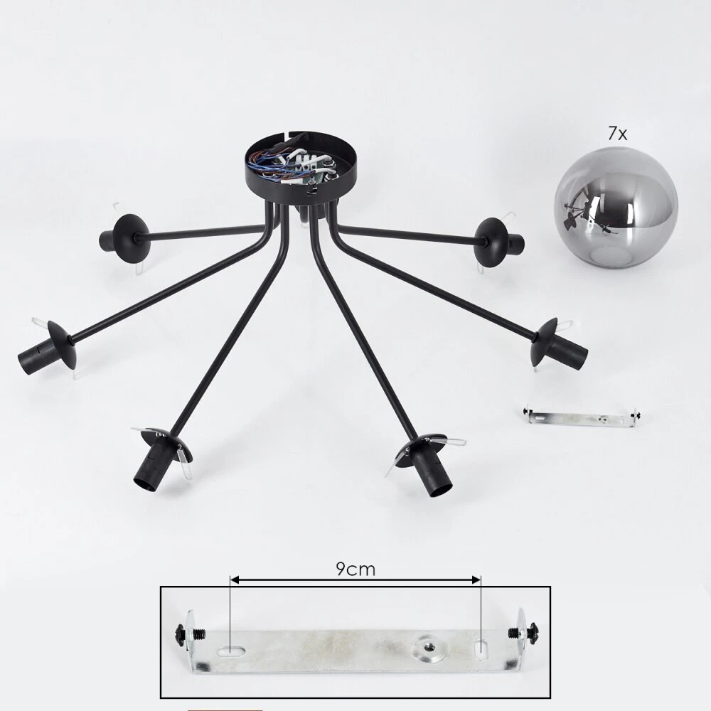 Gastor Deckenleuchte Schwarz, 7-flammig 7 Gastor Deckenleuchte Schwarz, 7-flammig – Bild 5