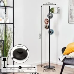 Gastor Stehleuchte Glas 15 Cm Blau, Chrom, Grün, Klar, Kupferfarben, Rauchfarben, 5-flammig -Lampe Verkäufe gastor stehleuchte glas 15 cm h9034636 3