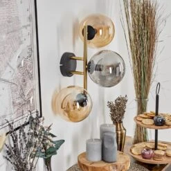 Gastor Wandleuchte Glas 15 Cm Gold, Schwarz, 3-flammig -Lampe Verkäufe gastor wandleuchte glas 15 cm h3887950 1