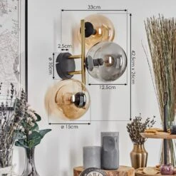 Gastor Wandleuchte Glas 15 Cm Gold, Schwarz, 3-flammig -Lampe Verkäufe gastor wandleuchte glas 15 cm h3887950 3