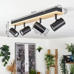 Gesteira Deckenleuchte Naturfarben, Schwarz, 4-flammig -Lampe Verkäufe gesteira deckenleuchte h3815106 3