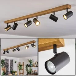 Gesteira Deckenleuchte Holzoptik, 6-flammig