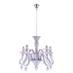 Globo BAYA Kronleuchter Chrom, Weiß, 5-flammig