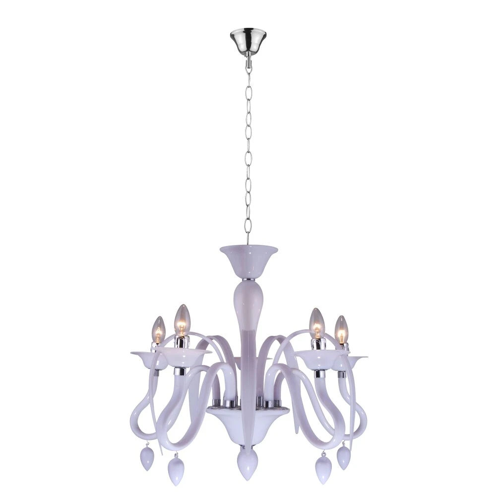 Globo BAYA Kronleuchter Chrom, Weiß, 5-flammig 3 Globo BAYA Kronleuchter Chrom, Weiß, 5-flammig