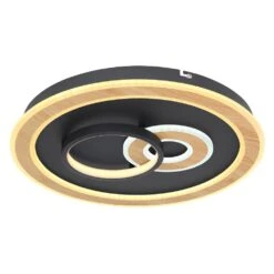 Globo CHESSY Deckenleuchte LED Holzoptik, Schwarz, Weiß, 1-flammig, Fernbedienung -Lampe Verkäufe globo chessy deckenleuchte 48551 50sh 3