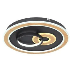 Globo CHESSY Deckenleuchte LED Holzoptik, Schwarz, Weiß, 1-flammig, Fernbedienung -Lampe Verkäufe globo chessy deckenleuchte 48551 50sh 4