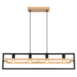 Globo ERICA Pendelleuchte Naturfarben, Schwarz, 4-flammig -Lampe Verkäufe globo erica pendelleuchte 15575 4h 3