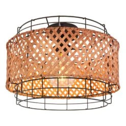 Globo GINA Deckenleuchte Holz Dunkel, Schwarz, 1-flammig