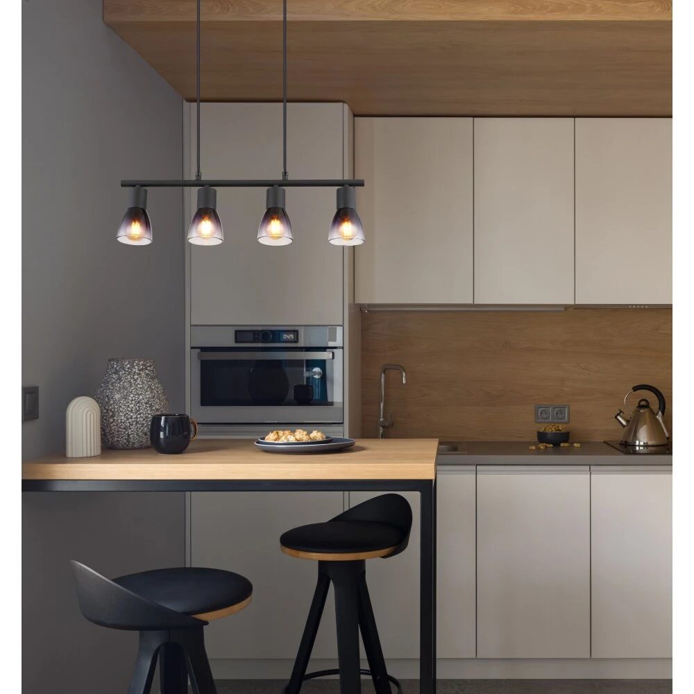 Globo Satella Hängeleuchte Schwarz, 4-flammig 9 Globo Satella Hängeleuchte Schwarz, 4-flammig – Bild 7