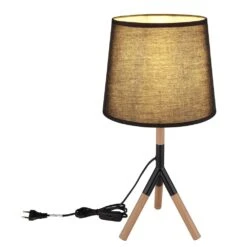 Globo TL Tischleuchte Naturfarben, Schwarz, 1-flammig -Lampe Verkäufe globo tl tischleuchte 21629t 8