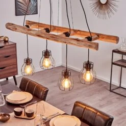 Gondo Pendelleuchte Holz Hell, Schwarz, 4-flammig -Lampe Verkäufe gondo pendelleuchte h3422601 10