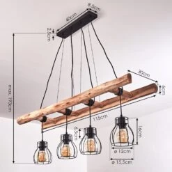 Gondo Pendelleuchte Holz Hell, Schwarz, 4-flammig -Lampe Verkäufe gondo pendelleuchte h3422601 3