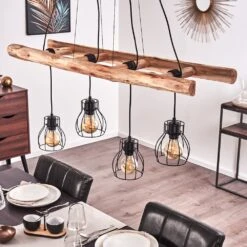 Gondo Pendelleuchte Holz Hell, Schwarz, 4-flammig -Lampe Verkäufe gondo pendelleuchte h3422601 9