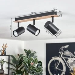 Guardais Deckenleuchte Braun, Holzoptik, Schwarz, 3-flammig -Lampe Verkäufe guardais deckenleuchte h3760291 3