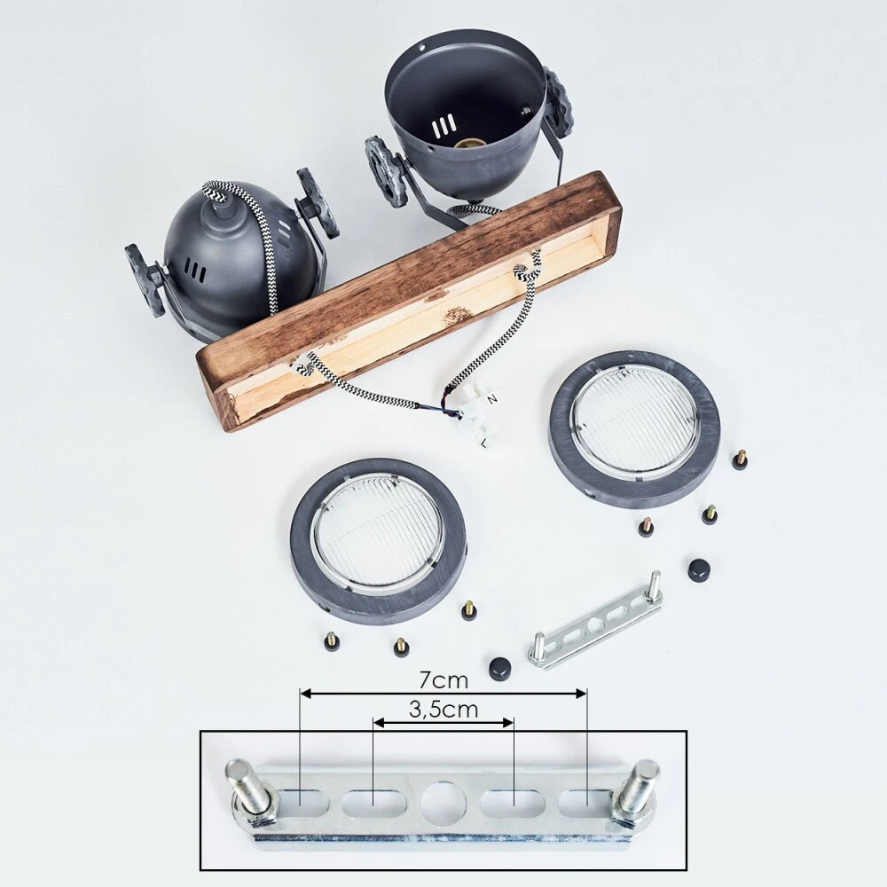 Herford Deckenleuchte Grau, Holz Dunkel, 2-flammig 7 Herford Deckenleuchte Grau, Holz Dunkel, 2-flammig – Bild 5