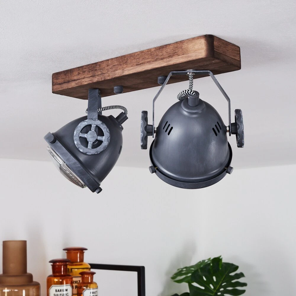 Herford Deckenleuchte Grau, Holz Dunkel, 2-flammig 12 Herford Deckenleuchte Grau, Holz Dunkel, 2-flammig – Bild 10