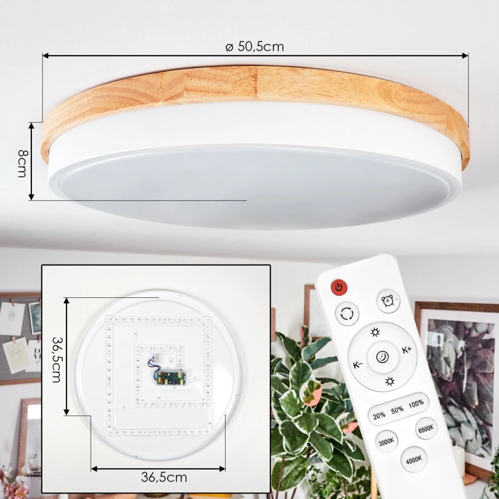 Hiral Deckenleuchte LED Naturfarben, Weiß, 1-flammig, Fernbedienung 6 Hiral Deckenleuchte LED Naturfarben, Weiß, 1-flammig, Fernbedienung – Bild 4