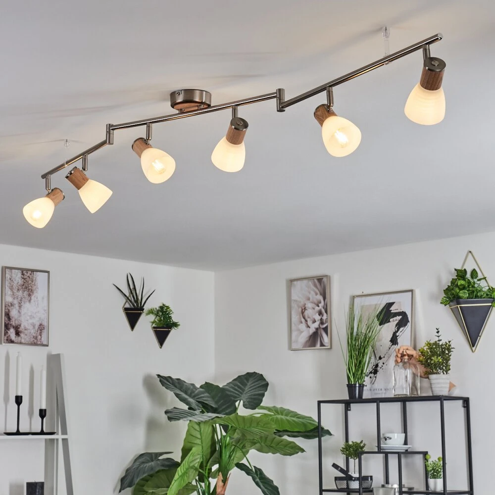 Icalma Deckenleuchte Holz Hell, Nickel-Matt, 6-flammig 11 Icalma Deckenleuchte Holz Hell, Nickel-Matt, 6-flammig – Bild 9