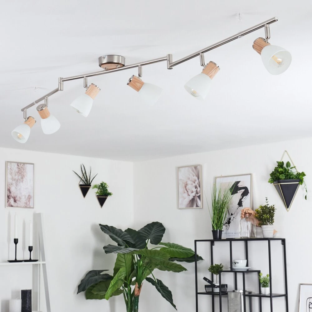 Icalma Deckenleuchte Holz Hell, Nickel-Matt, 6-flammig 12 Icalma Deckenleuchte Holz Hell, Nickel-Matt, 6-flammig – Bild 10