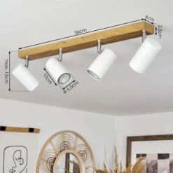 Javel Deckenleuchte Braun, Chrom, Holzoptik, 4-flammig -Lampe Verkäufe javel deckenleuchte h3564059 3