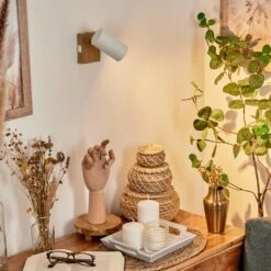 Javel Wandleuchte Chrom, Holzoptik, Naturfarben, 1-flammig -Lampe Verkäufe javel wandleuchte h3564028 8