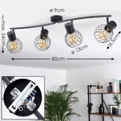 Kenia Deckenleuchte Grau, Schwarz, 4-flammig -Lampe Verkäufe kenia deckenleuchte h3378199 1