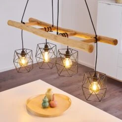 Kotor Pendelleuchte Holz Hell, Schwarz, 4-flammig -Lampe Verkäufe kotor pendelleuchte h3367568 11