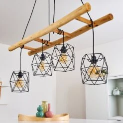 Kotor Pendelleuchte Holz Hell, Schwarz, 4-flammig -Lampe Verkäufe kotor pendelleuchte h3367568 5