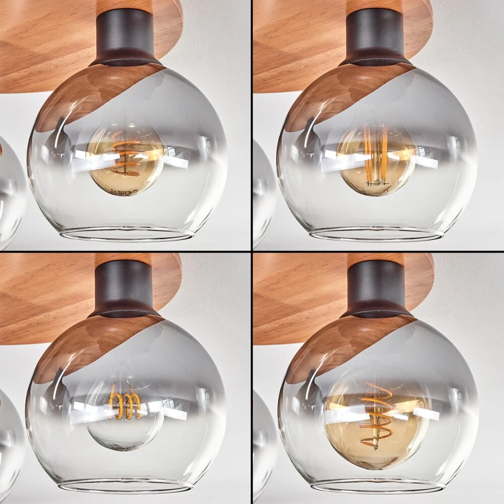 Koyoto Deckenleuchte Glas 15 Cm Naturfarben, Schwarz, 3-flammig 4 Koyoto Deckenleuchte Glas 15 Cm Naturfarben, Schwarz, 3-flammig – Bild 2