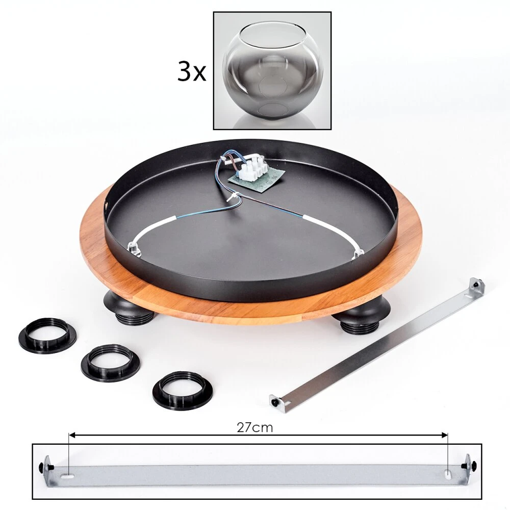 Koyoto Deckenleuchte Glas 15 Cm Naturfarben, Schwarz, 3-flammig 7 Koyoto Deckenleuchte Glas 15 Cm Naturfarben, Schwarz, 3-flammig – Bild 5