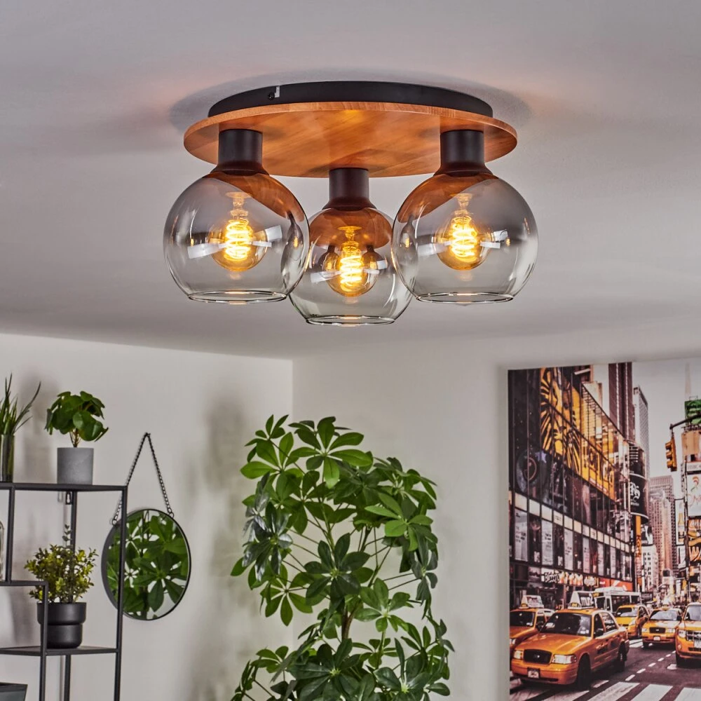 Koyoto Deckenleuchte Glas 15 Cm Naturfarben, Schwarz, 3-flammig 9 Koyoto Deckenleuchte Glas 15 Cm Naturfarben, Schwarz, 3-flammig – Bild 7