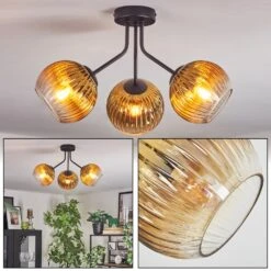 Koyoto Deckenleuchte Glas 15 Cm Gold, Klar, 3-flammig