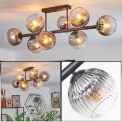 Koyoto Deckenleuchte Glas 15 Cm Klar, Rauchfarben, 8-flammig