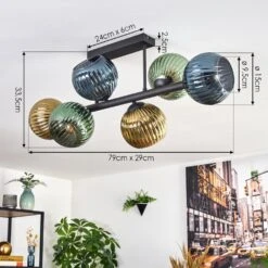 Koyoto Deckenleuchte Glas 15 Cm Blau, Gold, Grün, 6-flammig -Lampe Verkäufe koyoto deckenleuchte glas 15 cm h3940105 3