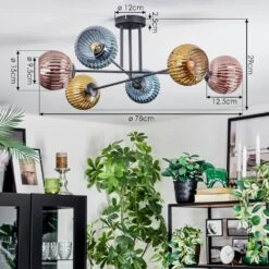 Koyoto Deckenleuchte Glas 15 Cm Blau, Gold, Kupferfarben, 6-flammig -Lampe Verkäufe koyoto deckenleuchte glas 15 cm h3959060 3