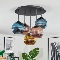 Koyoto Deckenleuchte Glas 15 Cm Blau, Gold, Kupferfarben, 5-flammig -Lampe Verkäufe koyoto deckenleuchte glas 15 cm h3964880 9