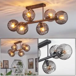 Koyoto Deckenleuchte Glas 15 Cm Rauchfarben, 6-flammig