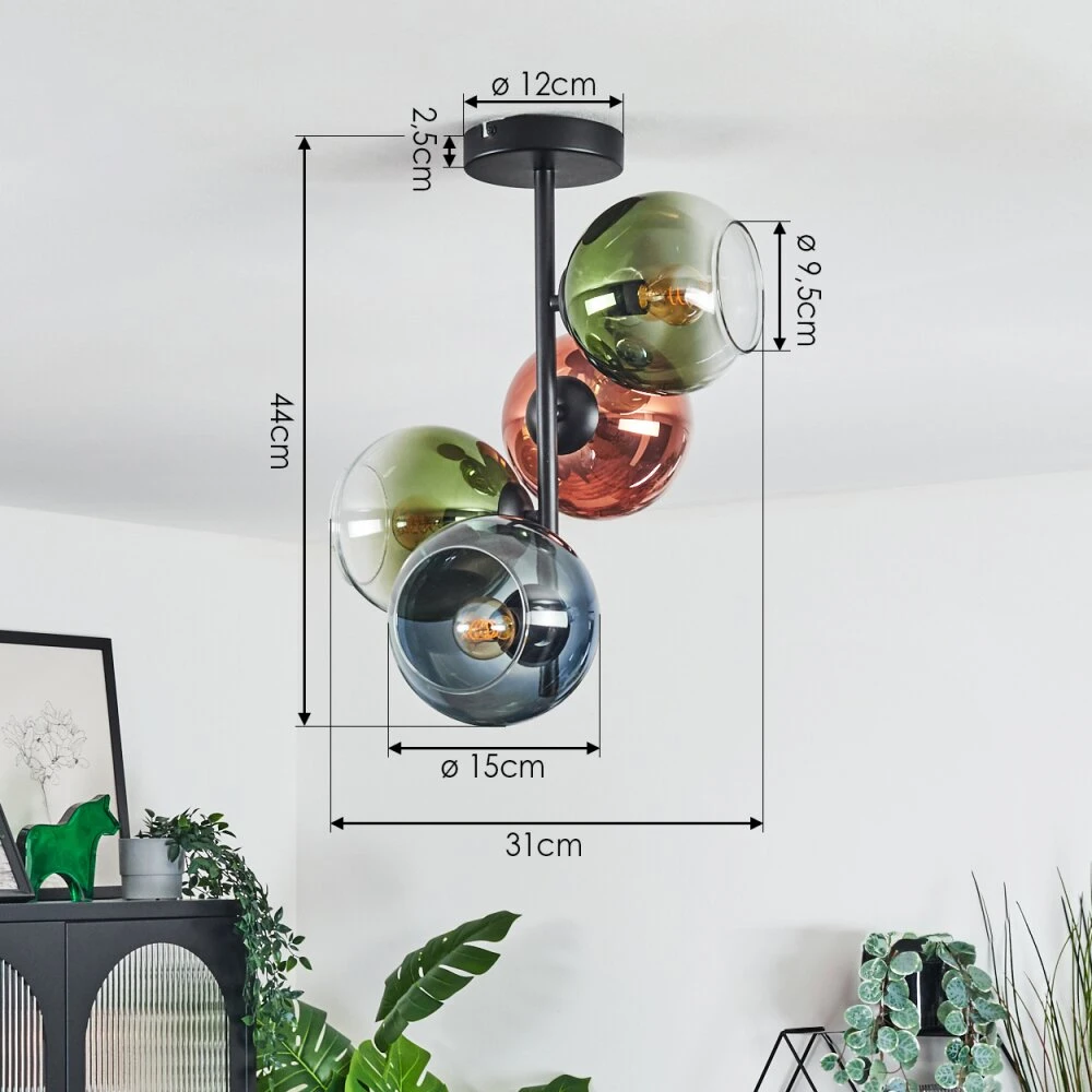 Koyoto Deckenleuchte Glas 15 Cm Blau, Gold, Klar, Kupferfarben, 4-flammig 6 Koyoto Deckenleuchte Glas 15 Cm Blau, Gold, Klar, Kupferfarben, 4-flammig – Bild 4